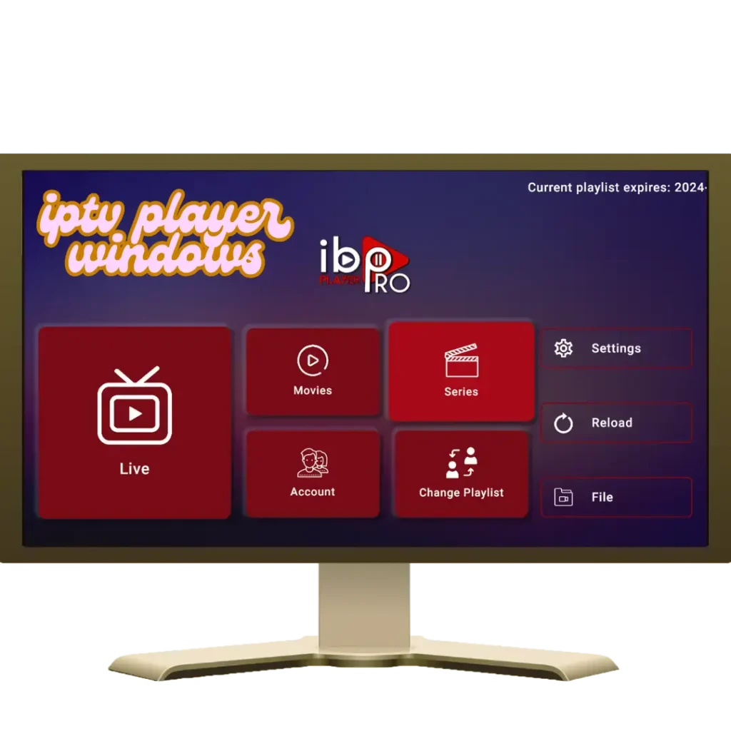 IPTV-spiller på Windows som viser et bredt kanalutvalg og HD-strømmekvalitet.